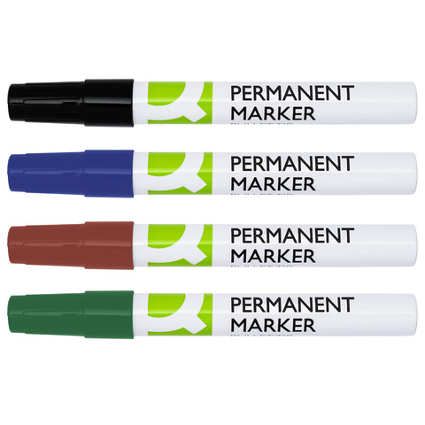 Marcatore permanente Q-Connect con fusto in metallo e punta conica 4 mm verde KF11711